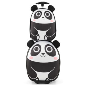 Kids Luggage Set with 40 cm Kids Carry-on Luggage and 30 cm Backpack-White & Black