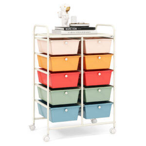 Storage Rolling Cart with 10-Drawer for Tools Scrapbook Paper Organising-Colourful